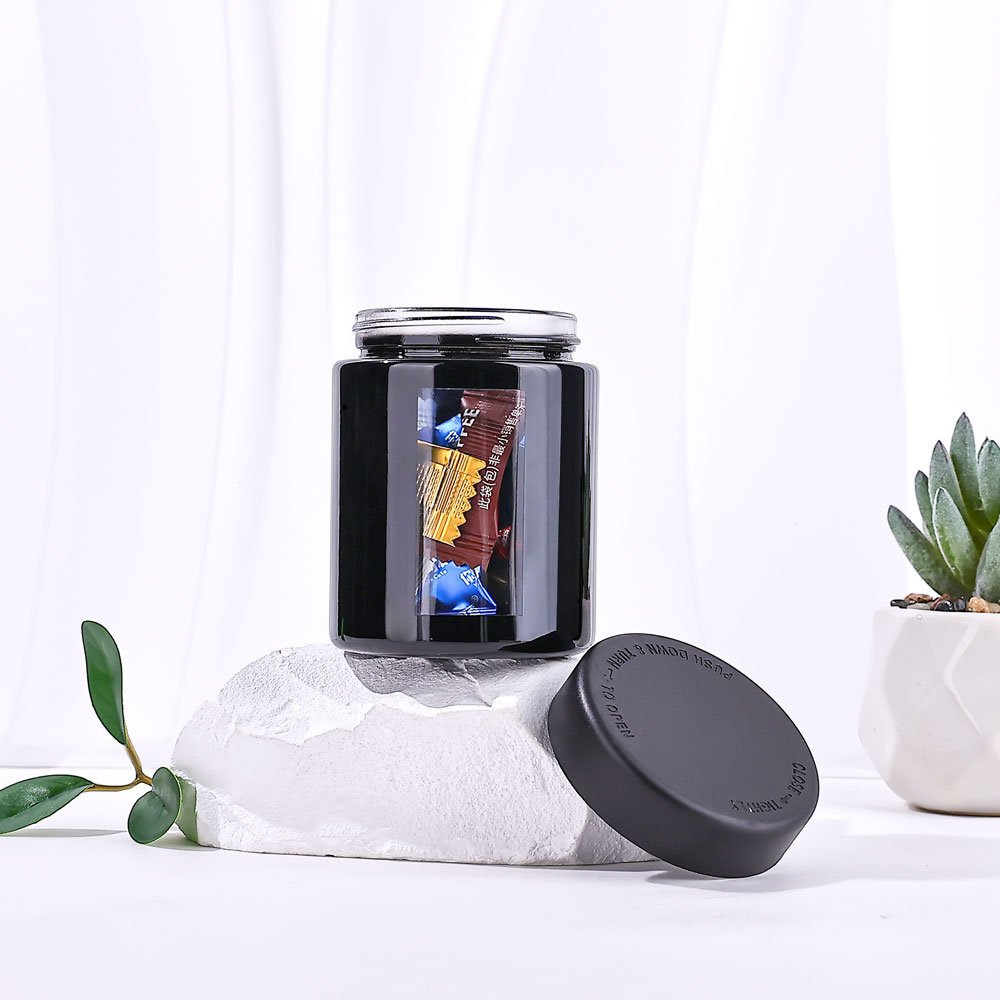 Wholesale In Stock 5g 15g 30g 50g 100g 250g 500g 1000g UV dark violet glass cream food storage food grade glass jars with window