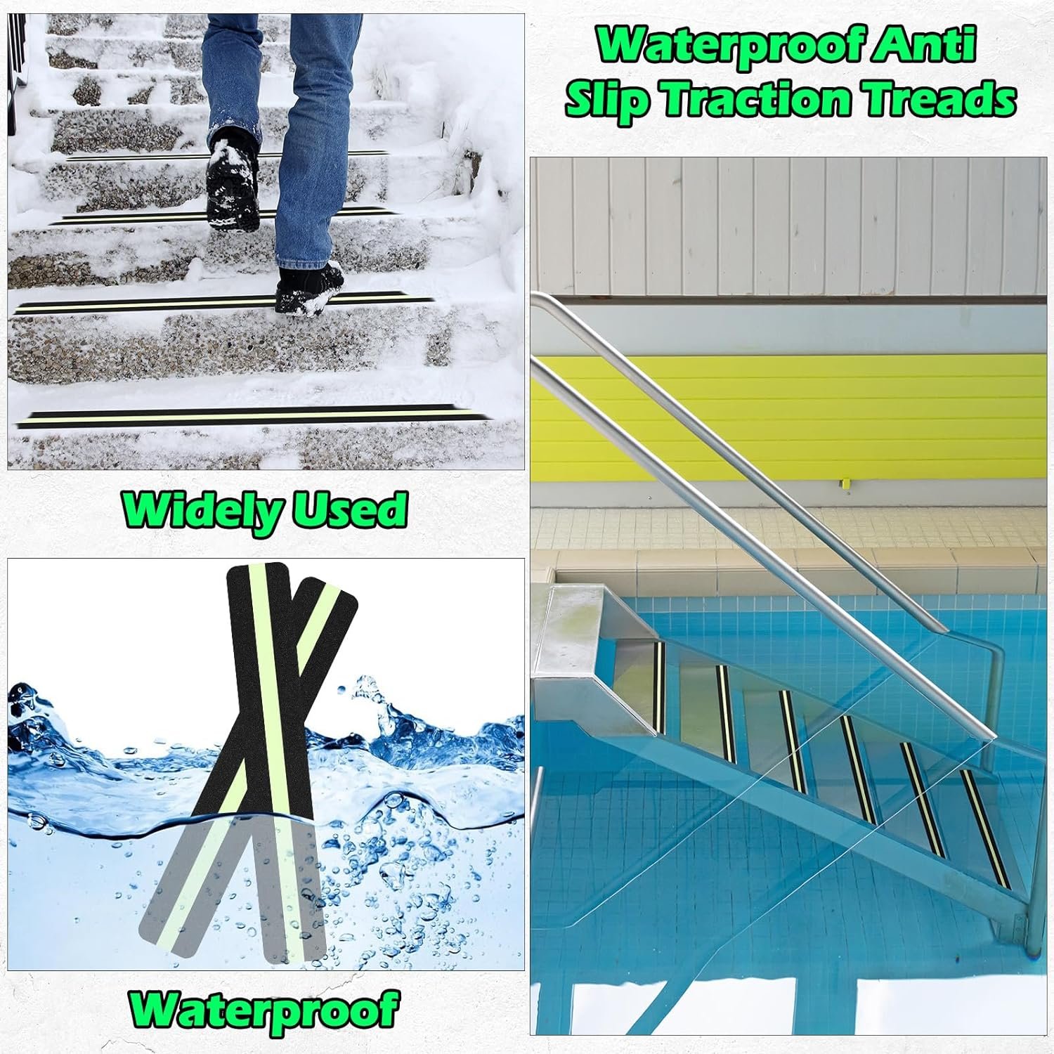 Glow-In-The-Dark Safety Anti Slip Grip Tape Reduces The Risk Of Slipping On Indoor Or Outdoor Stairs And Other Slippery Surfaces