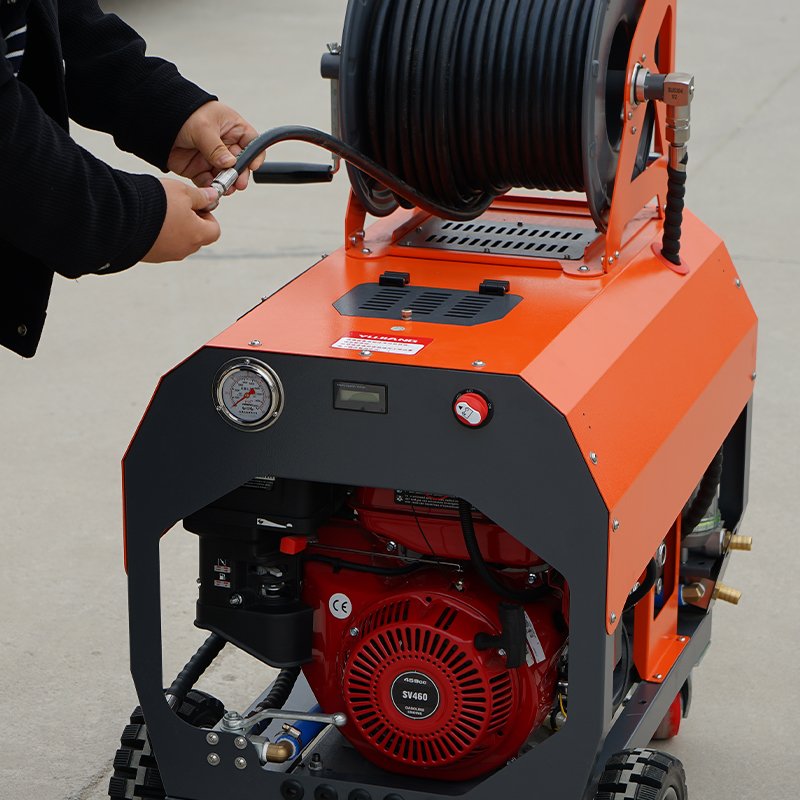 Amjet high pressure washer with 75 liter stainless steel water tank 200bar hot water high pressure sewer unblocking machine