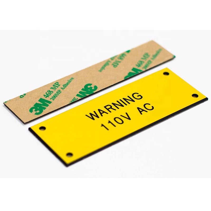 Custom laser engraved and cut traffolyte label name plate ABS safety signs and labels with strong adhesive backing