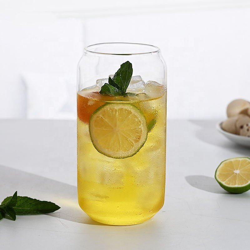 Wholesale 12oz 16oz transparent glass Mason can beer can glass water bottle with bamboo cover and straw