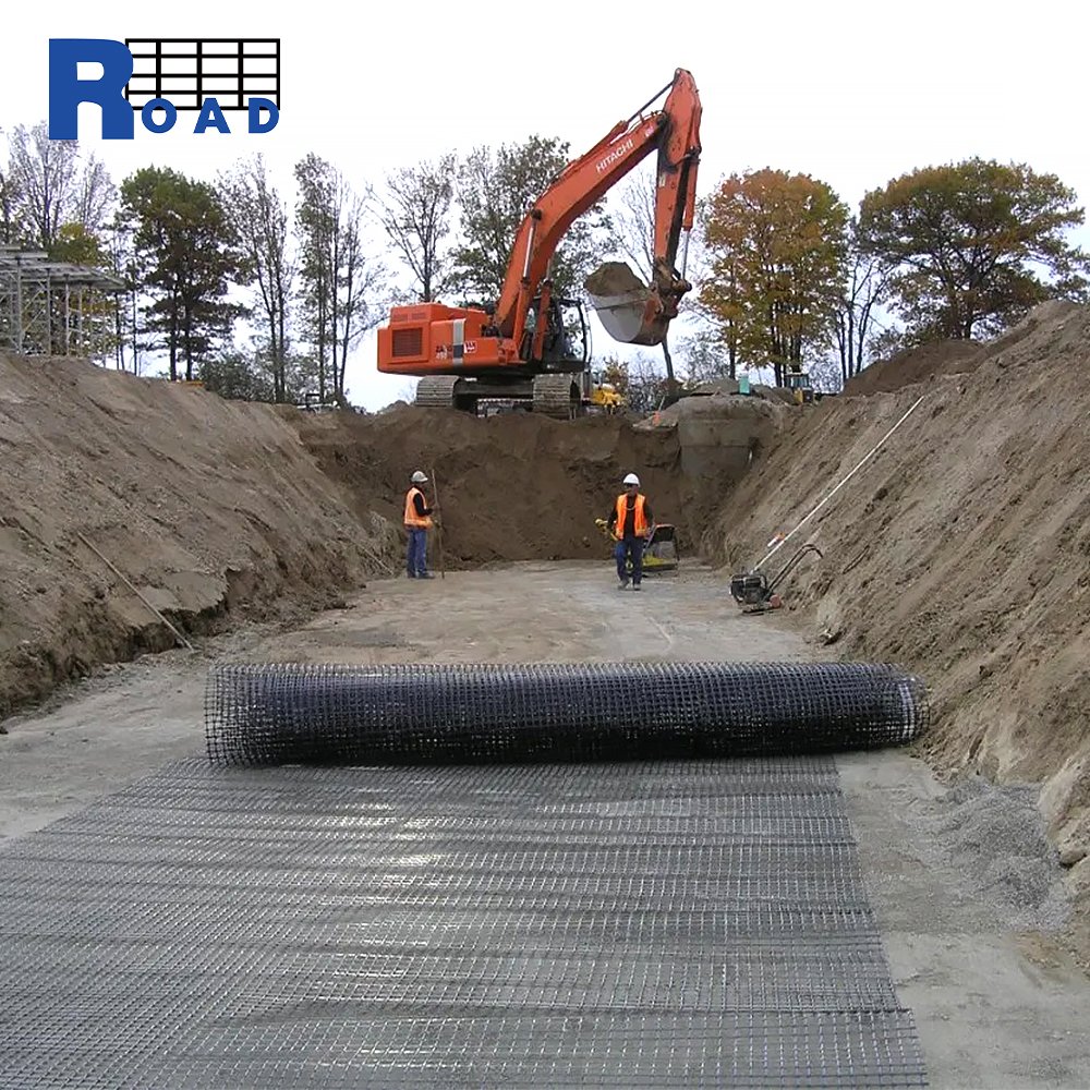 high strength uniaxial plastic geogrid for slope protecting project retaing wall reinforcement