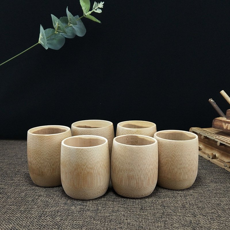 Estick Friendly Custom Logo Water Coffee Tea Natural Tea Drinking Reusable Tube Fiber Bamboo Coffee Cup For Sake Coffee Tea