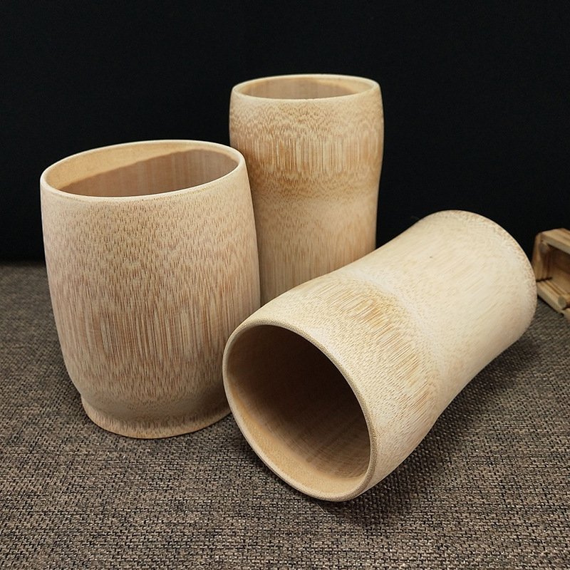 Estick Friendly Custom Logo Water Coffee Tea Natural Tea Drinking Reusable Tube Fiber Bamboo Coffee Cup For Sake Coffee Tea