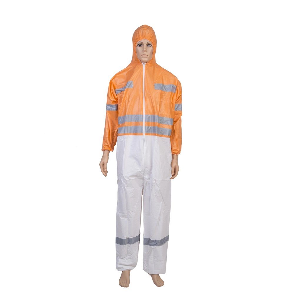 CE Certified High Visibility Reflective Tape SMS 5/6 Coverall Water-Proof Night Work Coveralls High-Vis Safety Clothing