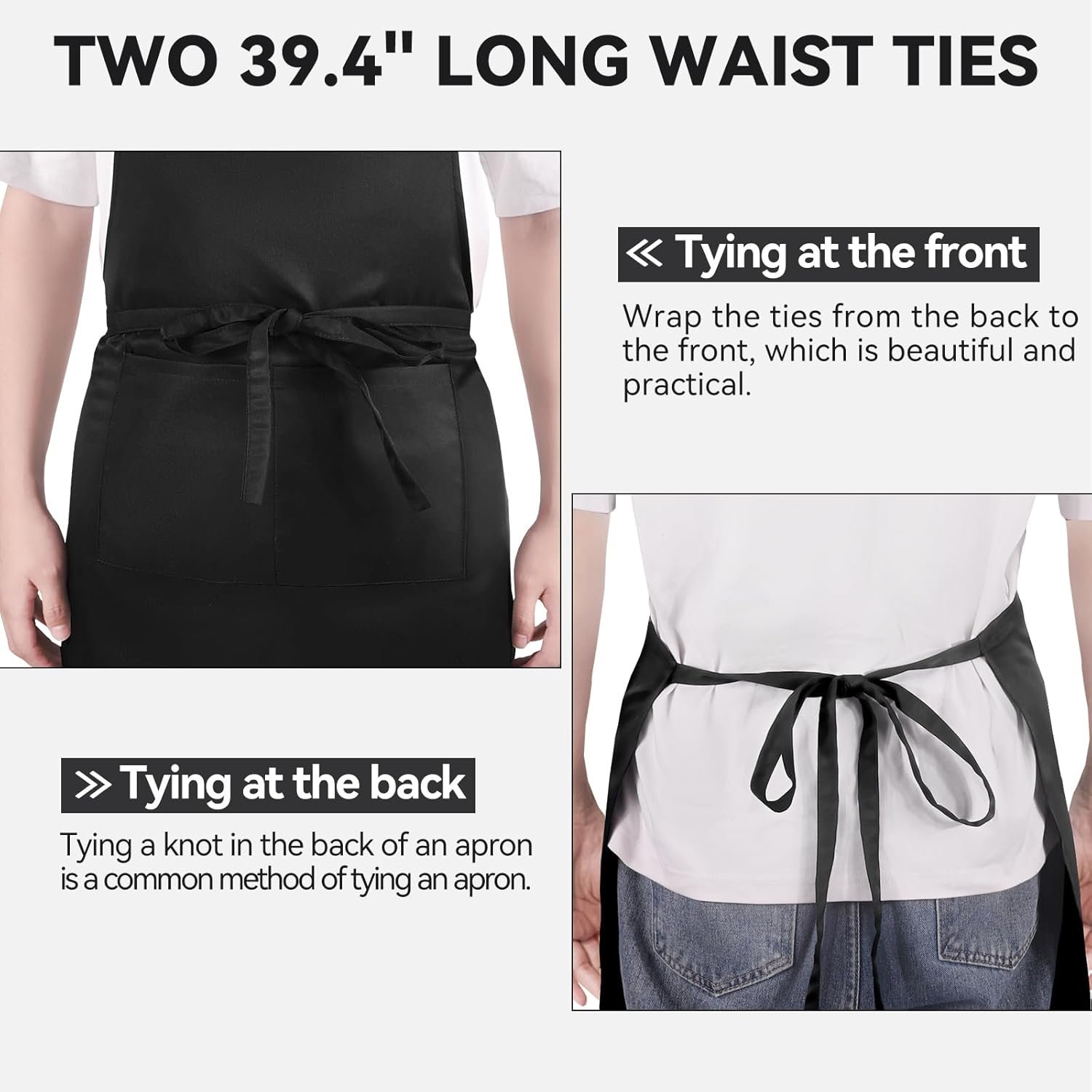 Extra Large Adjustable Black Chef Apron 2-Pocket Kitchen Cooking Aprons Men Women Water Oil Resistant Safety Clothing-1