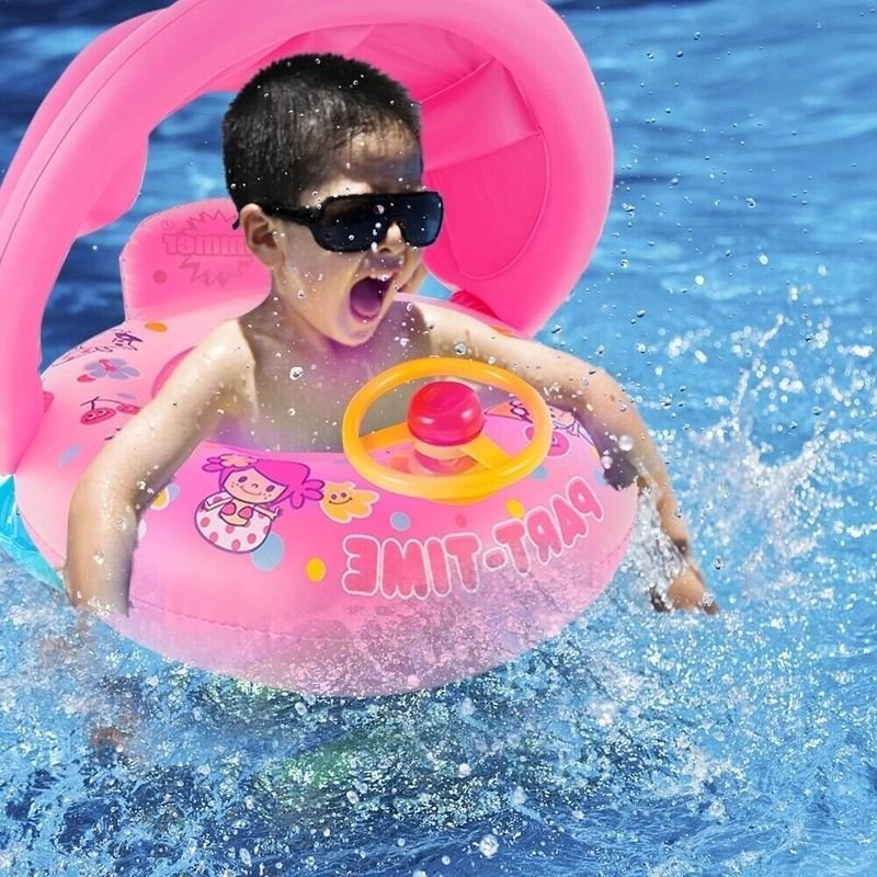 2024 Trend Products Thickened Car Horn Boat Infant Swimming Seat Ring Steering Wheel With Canopy Swimming Ring