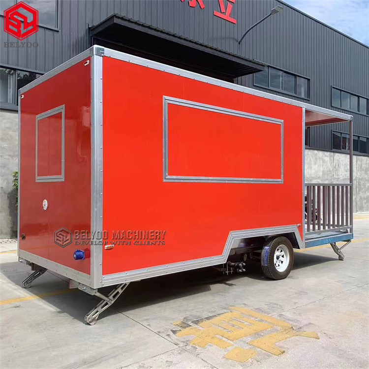 Portable BBQ Food Truck with Kitchen Equipment and Safety Fence Food Trailers ice Cream Cart Food Trailer For USA