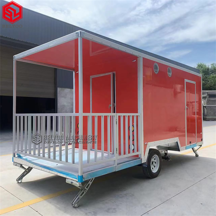 Portable BBQ Food Truck with Kitchen Equipment and Safety Fence Food Trailers ice Cream Cart Food Trailer For USA