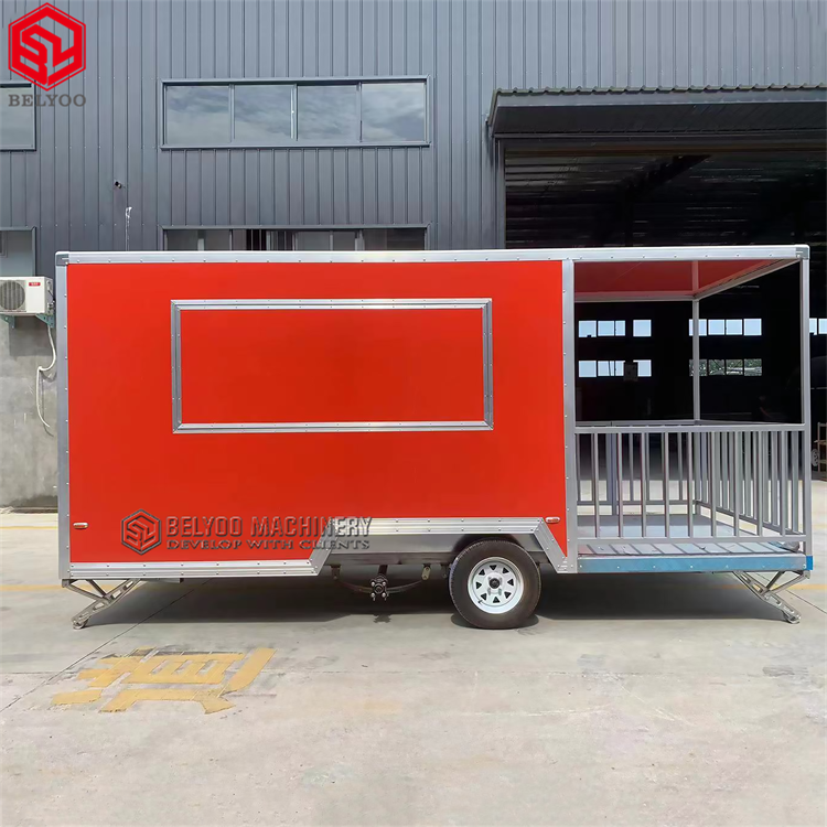 Portable BBQ Food Truck with Kitchen Equipment and Safety Fence Food Trailers ice Cream Cart Food Trailer For USA