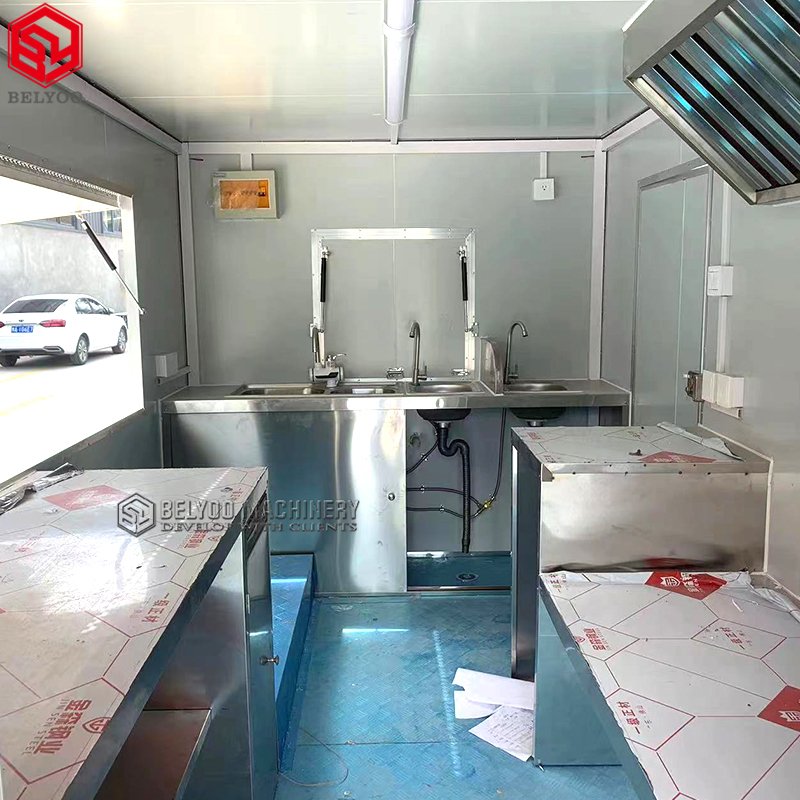 Portable BBQ Food Truck with Kitchen Equipment and Safety Fence Food Trailers ice Cream Cart Food Trailer For USA