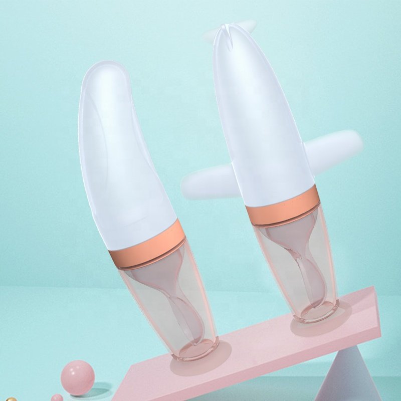 2023 Hot Sell Biberon Bebe Silicone Baby Bottle Rice Cereal With Spoon For Infant Kids Hands Free Baby Feeding Bottle