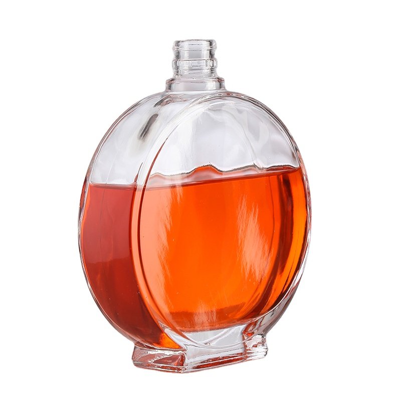 High-End Customized Large Capacity Glass Bottle Creative Embossed Transparent Glass Bottle for Brandy Whisky Vodka Rum Tequila