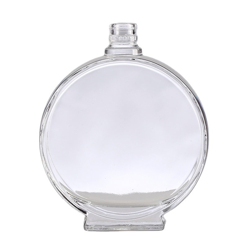 High-End Customized Large Capacity Glass Bottle Creative Embossed Transparent Glass Bottle for Brandy Whisky Vodka Rum Tequila