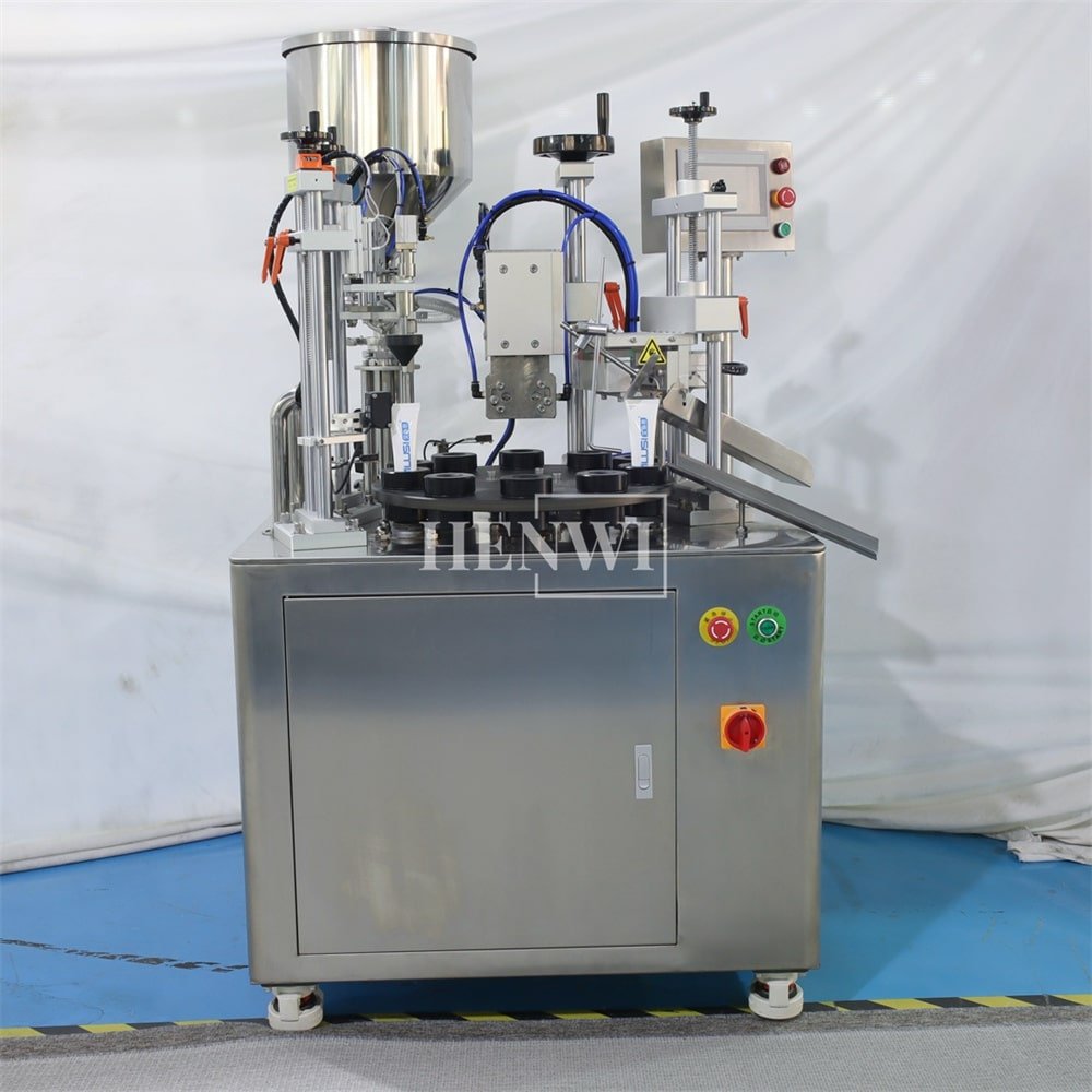 Henwi 10 Station Semi-Auto Ultrasonic Tube Filler Sealer Plastic Tube Cream Gel Toothpaste Filling Ultrasonic Sealing Machine