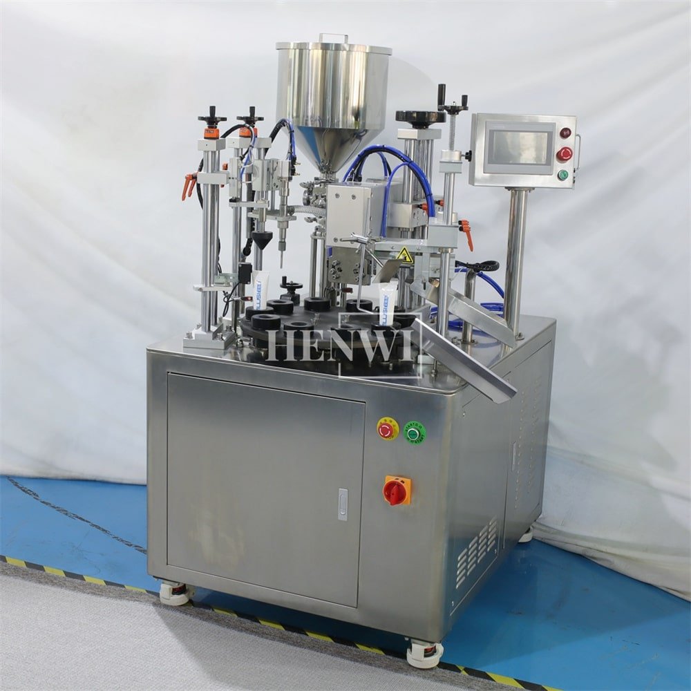 Henwi 10 Station Semi-Auto Ultrasonic Tube Filler Sealer Plastic Tube Cream Gel Toothpaste Filling Ultrasonic Sealing Machine