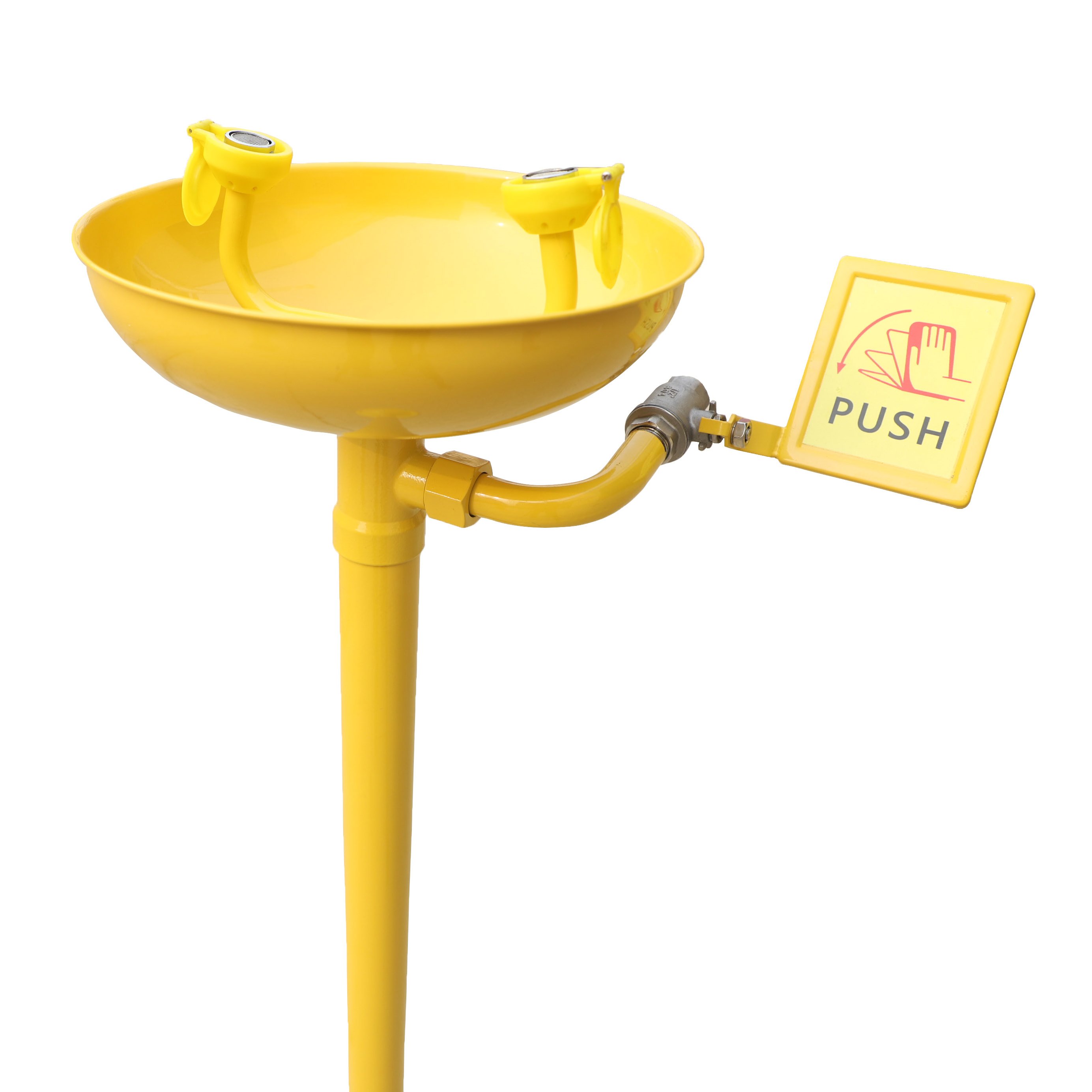 Yellow Coating ABS 304 SS Vertical Emergency Eyewash