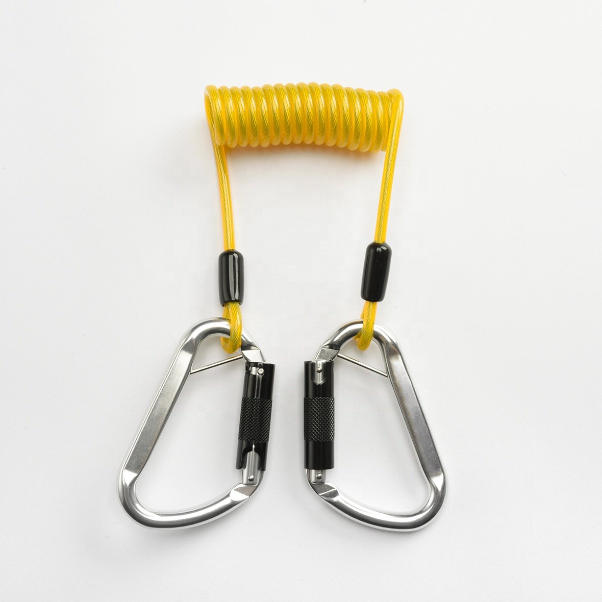 Wholesale Custom Fall Protection Coiled Tool Lanyard With Carabiner Clip Retractable Bungee Cord Scuba Lanyard With Loop & Lock