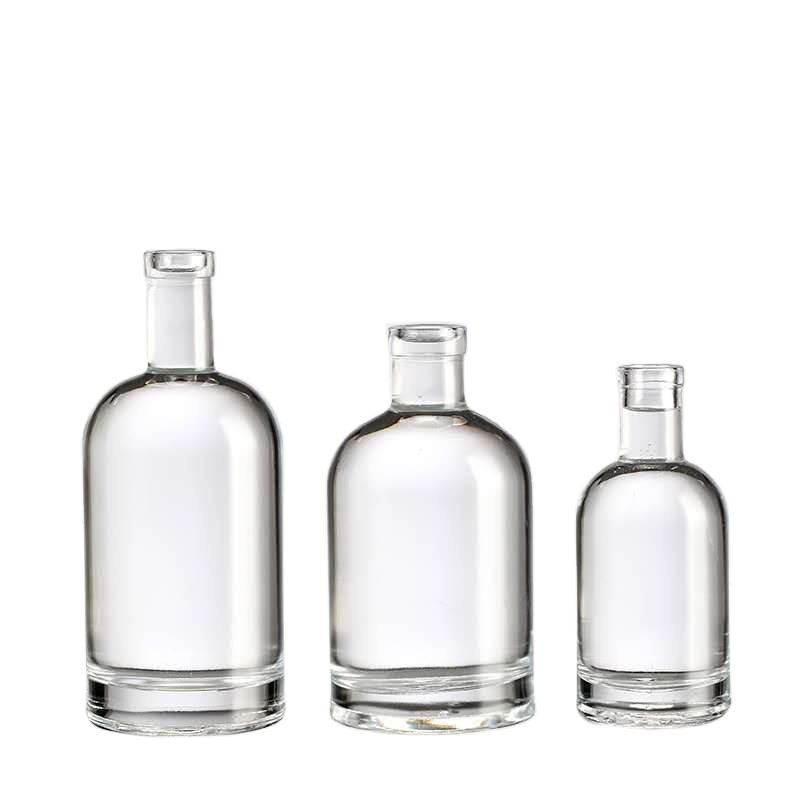 Gin Vodka Spirit Bottle Wine Juice Bottle Whisky Glass 200ml 375ml 500ml 700ml 750ml 1000ml Customized Logo Beverage Clear Round