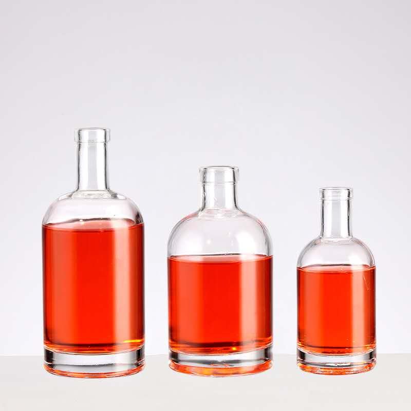 Gin Vodka Spirit Bottle Wine Juice Bottle Whisky Glass 200ml 375ml 500ml 700ml 750ml 1000ml Customized Logo Beverage Clear Round
