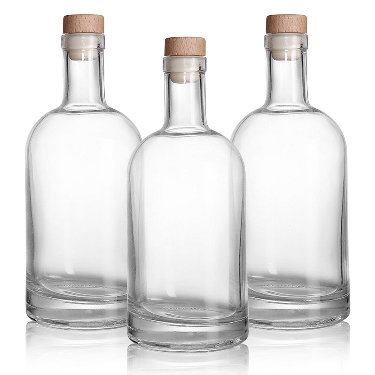 Gin Vodka Spirit Bottle Wine Juice Bottle Whisky Glass 200ml 375ml 500ml 700ml 750ml 1000ml Customized Logo Beverage Clear Round