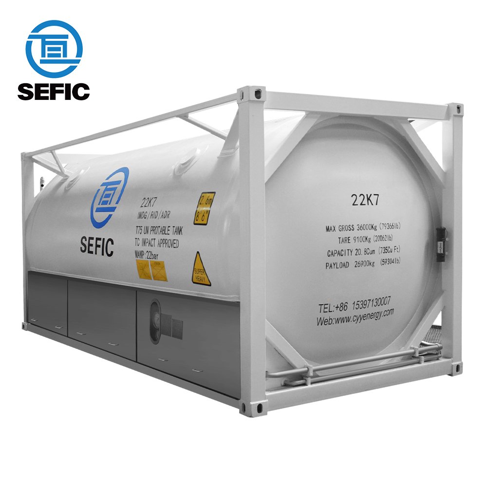 ASME Standard 20FT Cryogenic Tank T75 ISO Tank Transport Container LN2/LO2/LAr/LCO2/LN2O/LNG/LC2H4