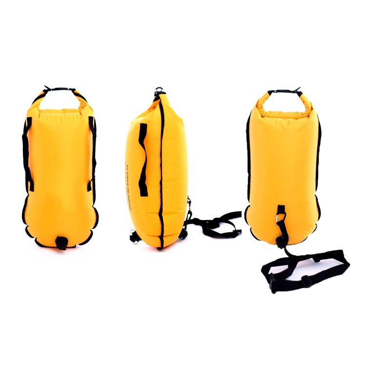 2024 Bright Orange RPET TPU Inflatable PVC swimming buoy for open water Good Swimmer Tow Float LED Light Buoys