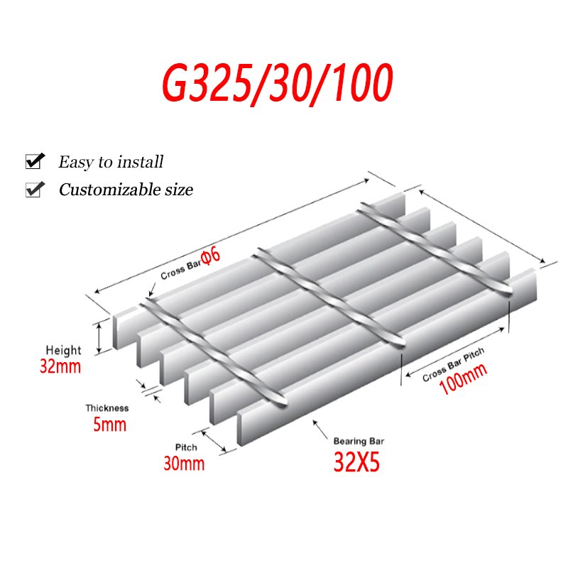 Factory Price Steel Car Wash Parking Lot Grate Safety Grating Deck Metal Drain Drainage Galvanized Steel Gutter Grating Floor