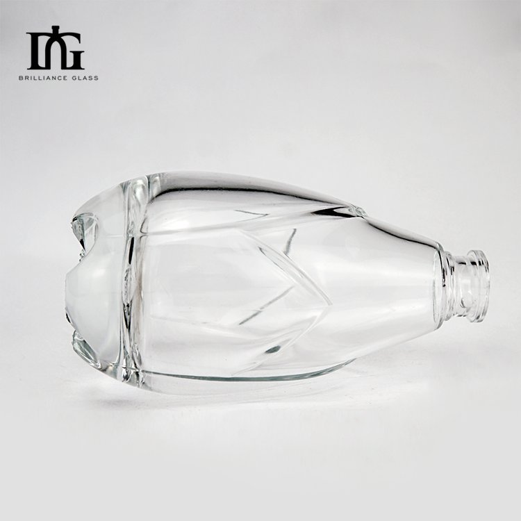 Wholesale Glass Bottles Flat Should Round Shape White Tequila Liquor Glass Bottle Wine Gin Vodka Spirits Bottle With Cap