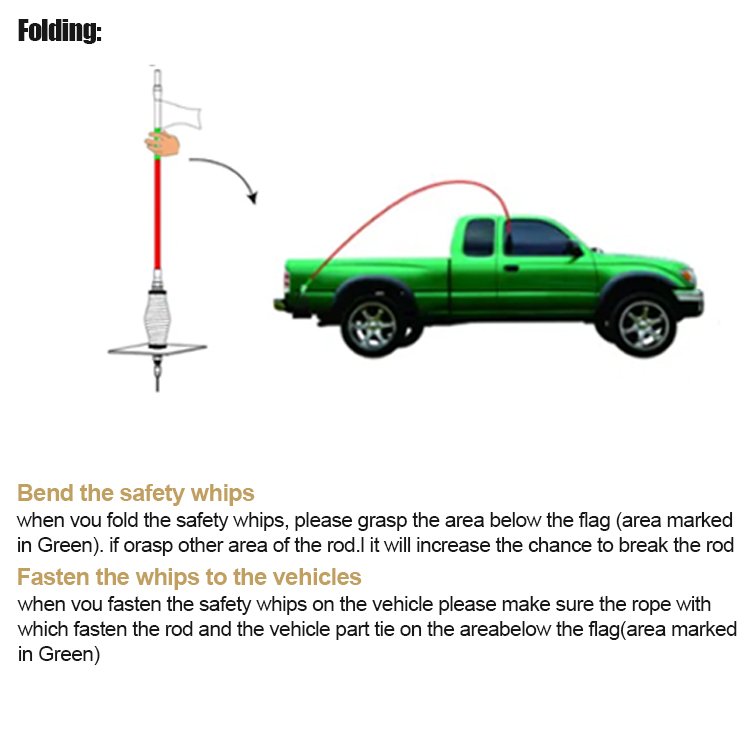 Chinese High Quality Forging products Collapses To 44cm Tele Whip Pole LED Pertiga Safety Mining Flag