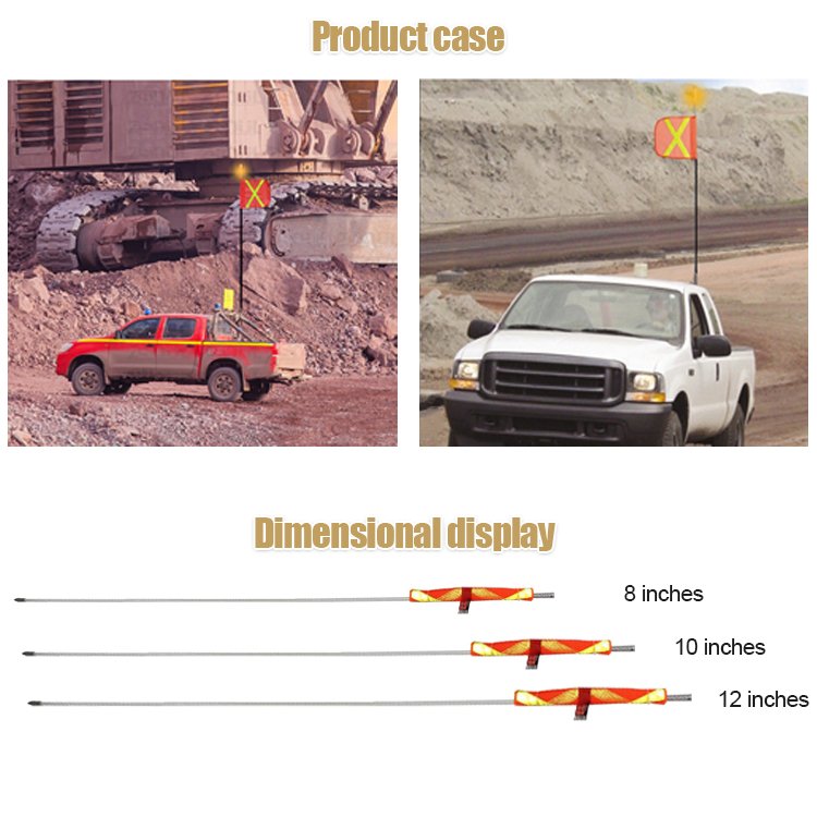 Chinese High Quality Forging products Collapses To 44cm Tele Whip Pole LED Pertiga Safety Mining Flag