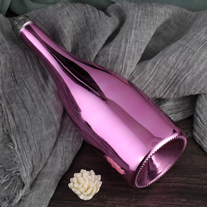 Dummy Bottles Purple Champagne Wine Glass Juice Bottle Customized Logo Beer Bottle Beverage Hot Stamping Screw Cap Guanyu Glass
