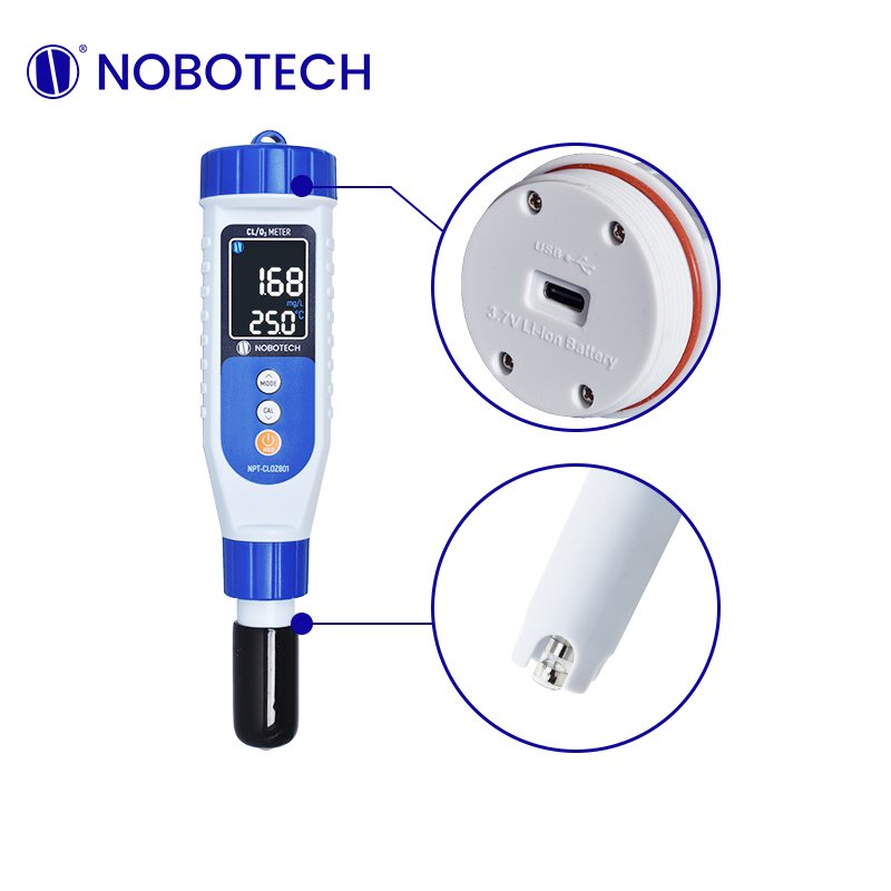 NOBOTECH Portable Residual Chlorine Meter Water Quality Test Pen Portable Free Chlroine Meter Residual Chlorine Test In water