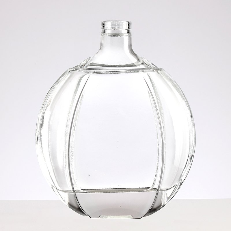 Wholesale 500ml 750ml Small Mouth Round Flat Liquor Wine Glass Bottle with Cap