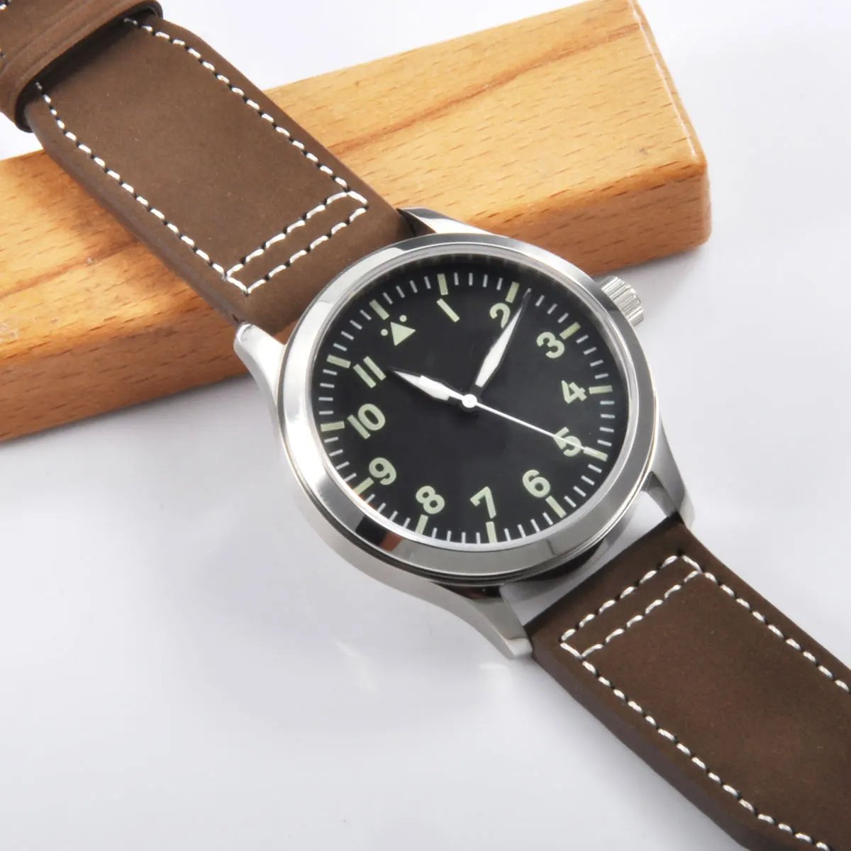 Custom Logo Sapphire Miyota Automatic Corgeut Watch 42mm pilot Men Sports Sterile Dial Luminous Leather Mechanical Wristwatch