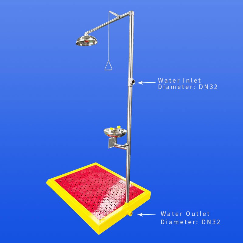 Composite Safety Product Eyewash and Shower Station with Waste Water Collection Device