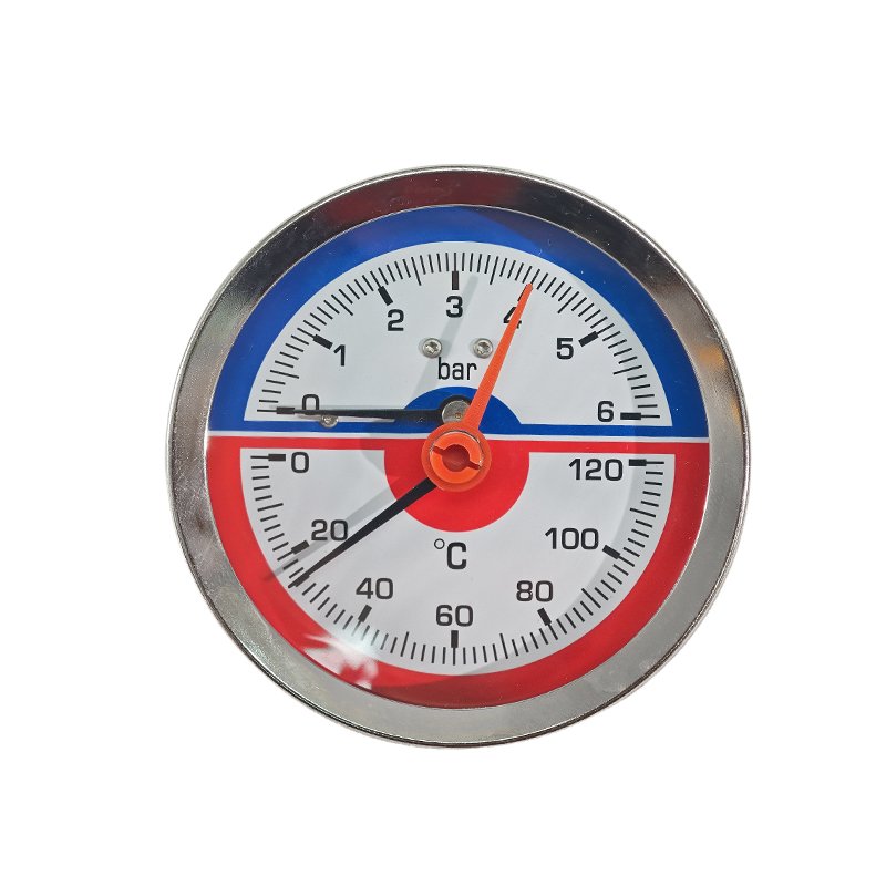 new product safety reliable performance carbon steel shell brass joint thread 3 pin axial temperature and pressure gauge