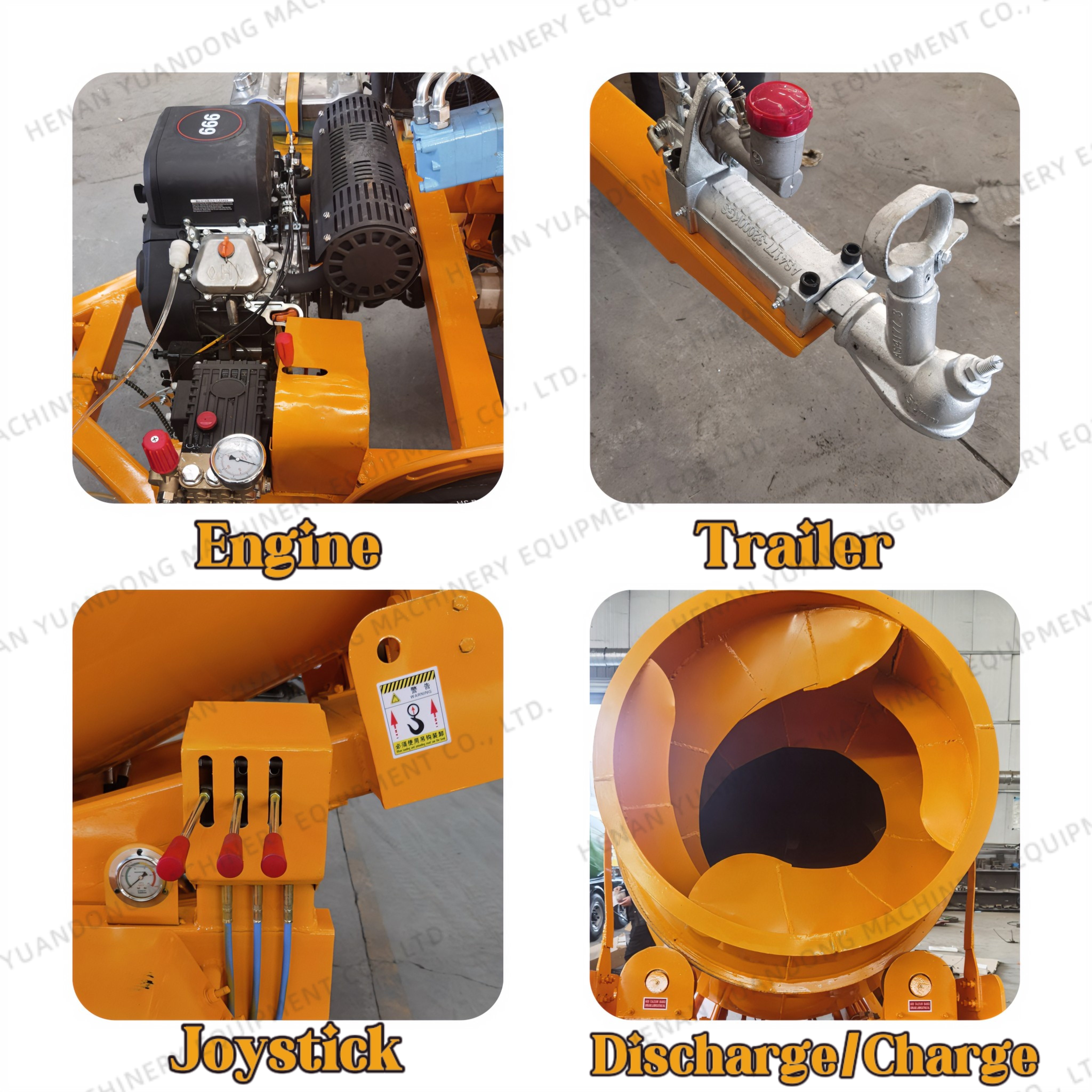 Concrete Spinning Tops Trailer EPA Approved Cement Mixer Drum For Concrete Works