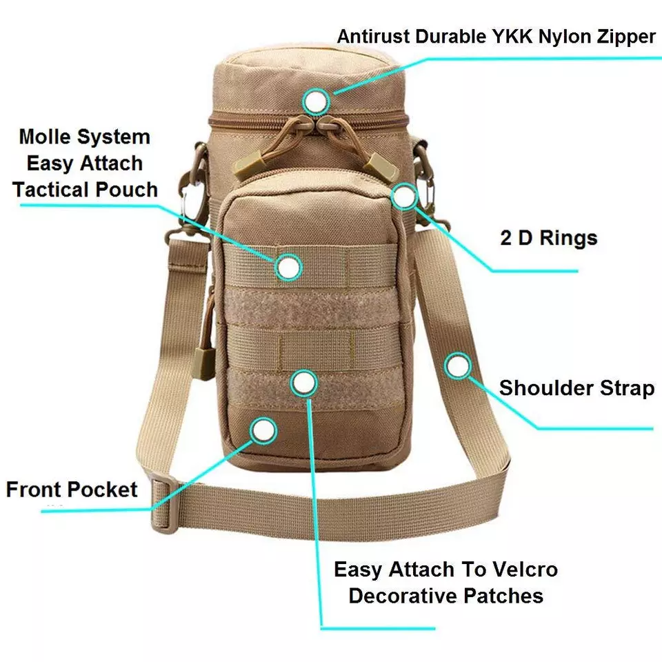 Custom Multifunction One-Shoulder Vintage Style Bag Waterproof Outdoor Water Bottle Kit for Tourist Hiking Portable
