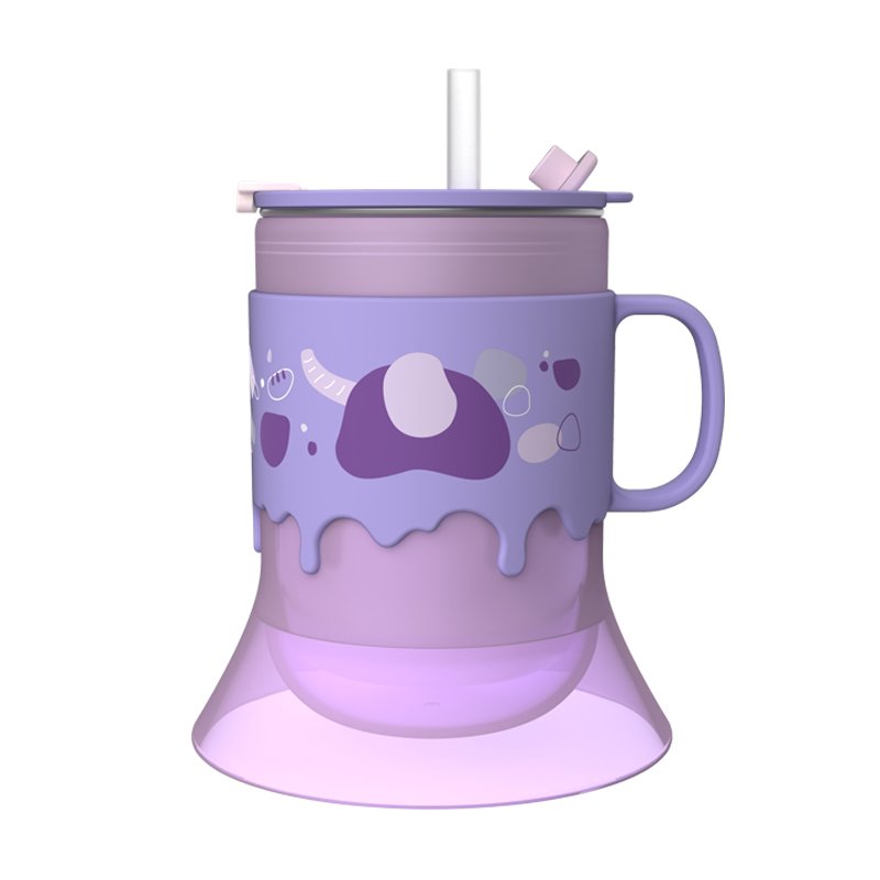 Stainless steel children training water cup for baby kids milk cup with straw