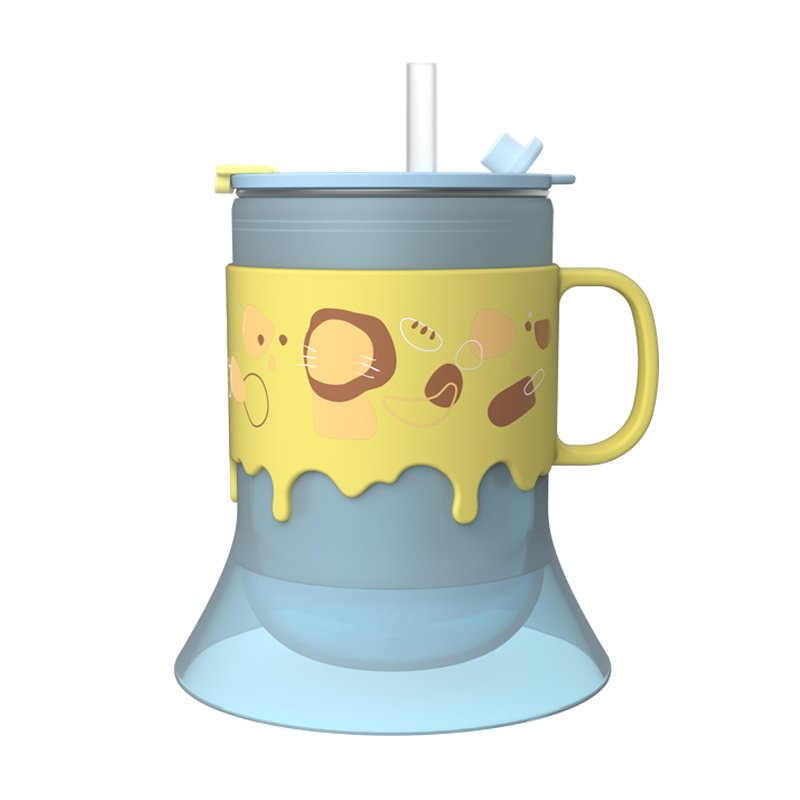 Stainless steel children training water cup for baby kids milk cup with straw