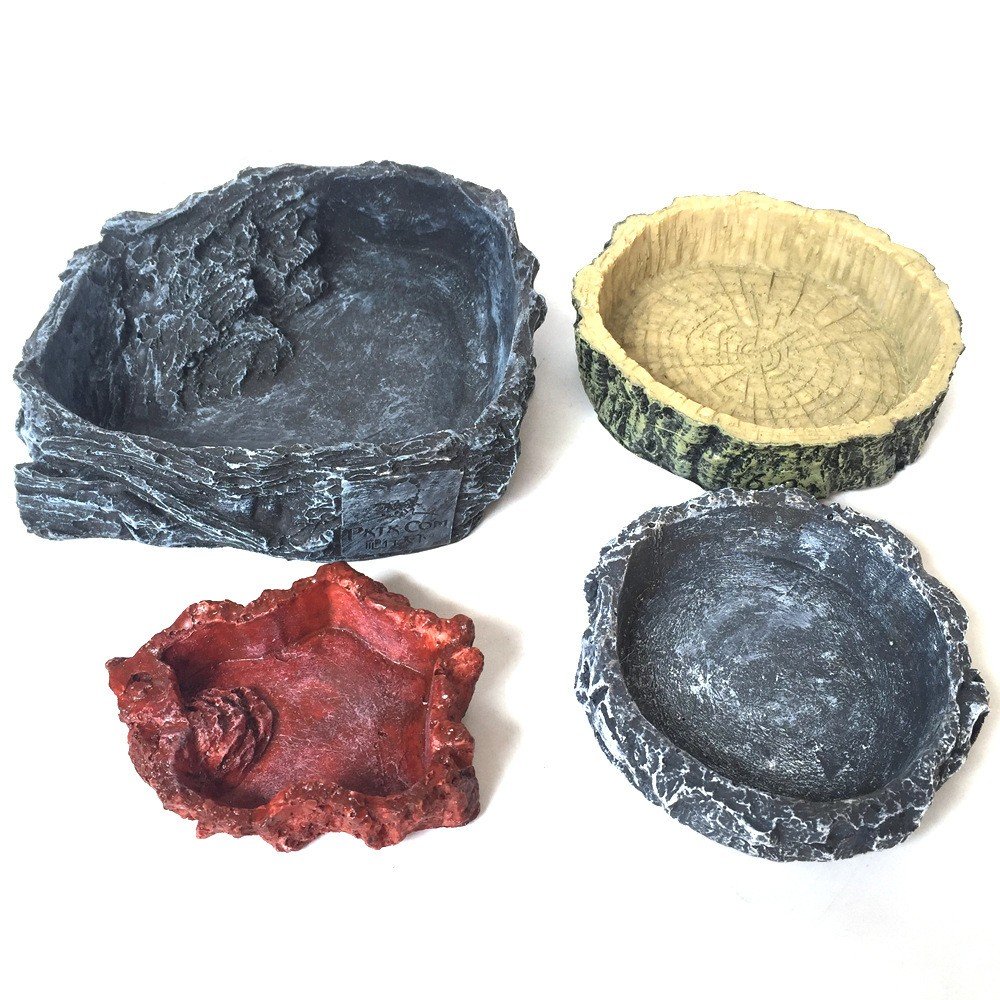 Wholesale Reptile Water Dish Resin Water Bowl Pets Bowls and Feeders Turtle Reptile Food Water Feeding Bowl