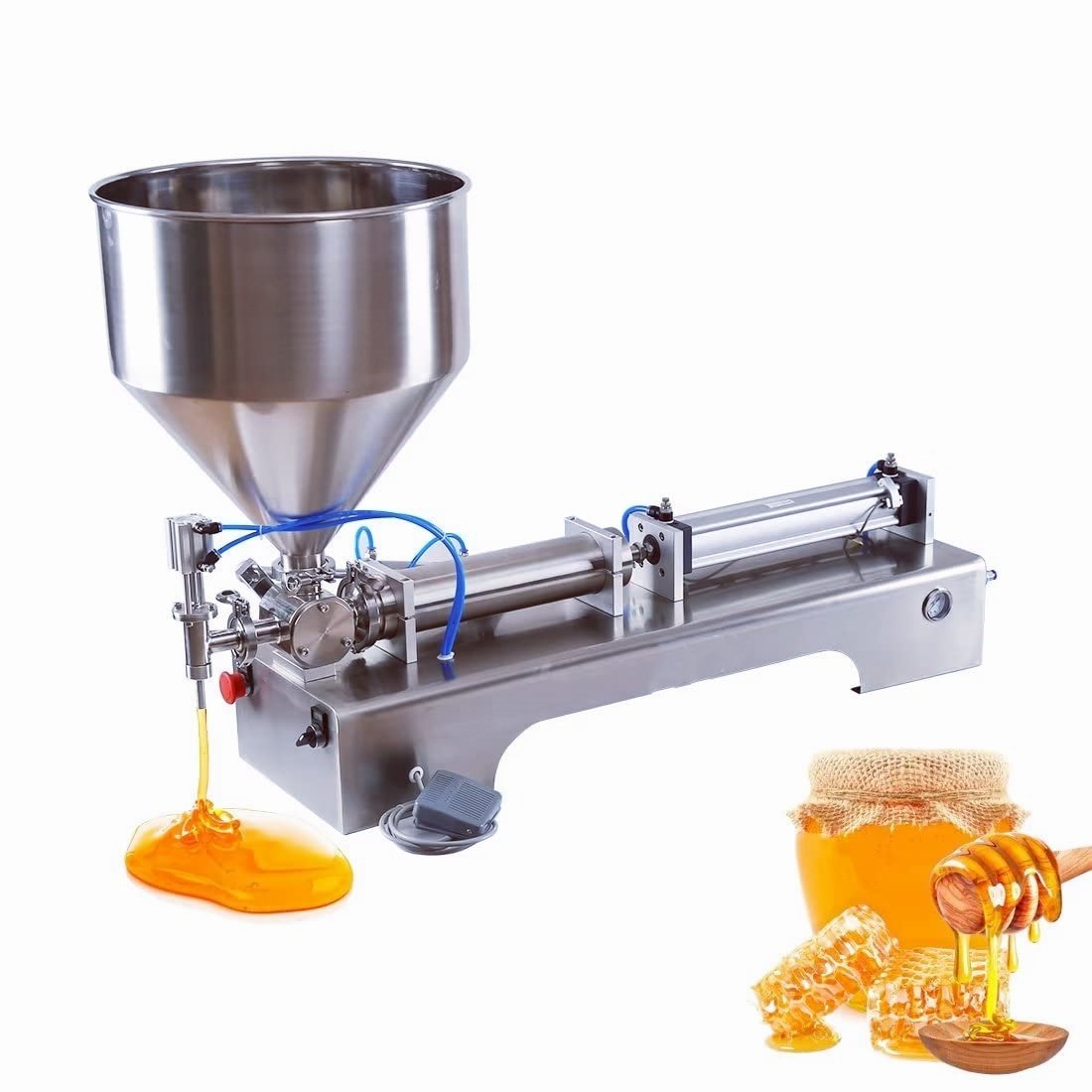 High Quality Semi-automatic Pneumatic gruel/porridge small grain Filling Machine for honey syrup liquid peanut Butter Filling
