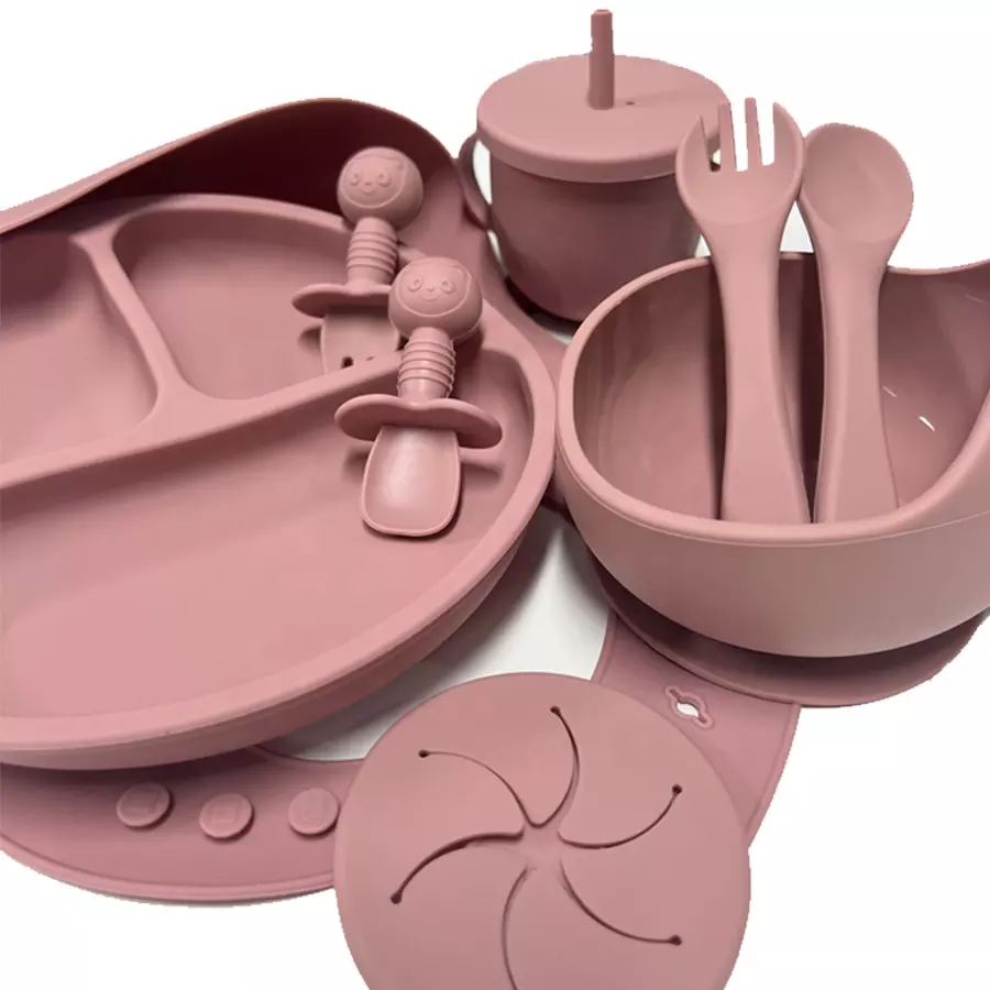 Wholesale Baby Feeding Set Soft Spoon BPA Spoon Fork Set Utensils Silicone 10 Pcs Baby tableware