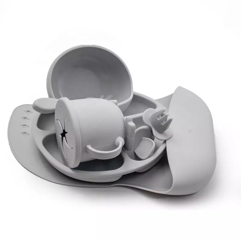 Wholesale Baby Feeding Set Soft Spoon BPA Spoon Fork Set Utensils Silicone 10 Pcs Baby tableware