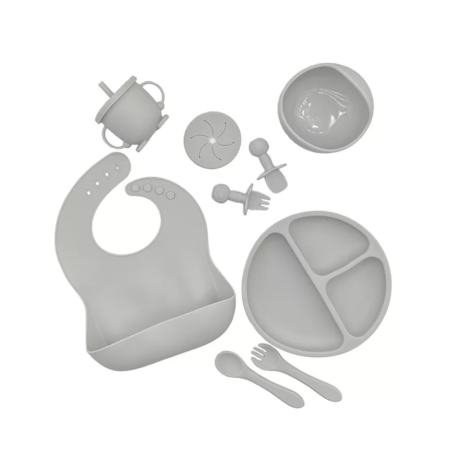 Wholesale Baby Feeding Set Soft Spoon BPA Spoon Fork Set Utensils Silicone 10 Pcs Baby tableware