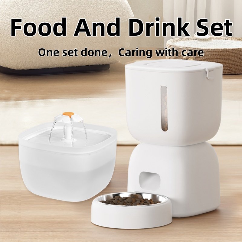 Automatic Wifi 3L Pet Feeder and 2L Cat Water Fountain Pet Self Feeding Combo Set With Ultra-small Size Package Pet Product Set