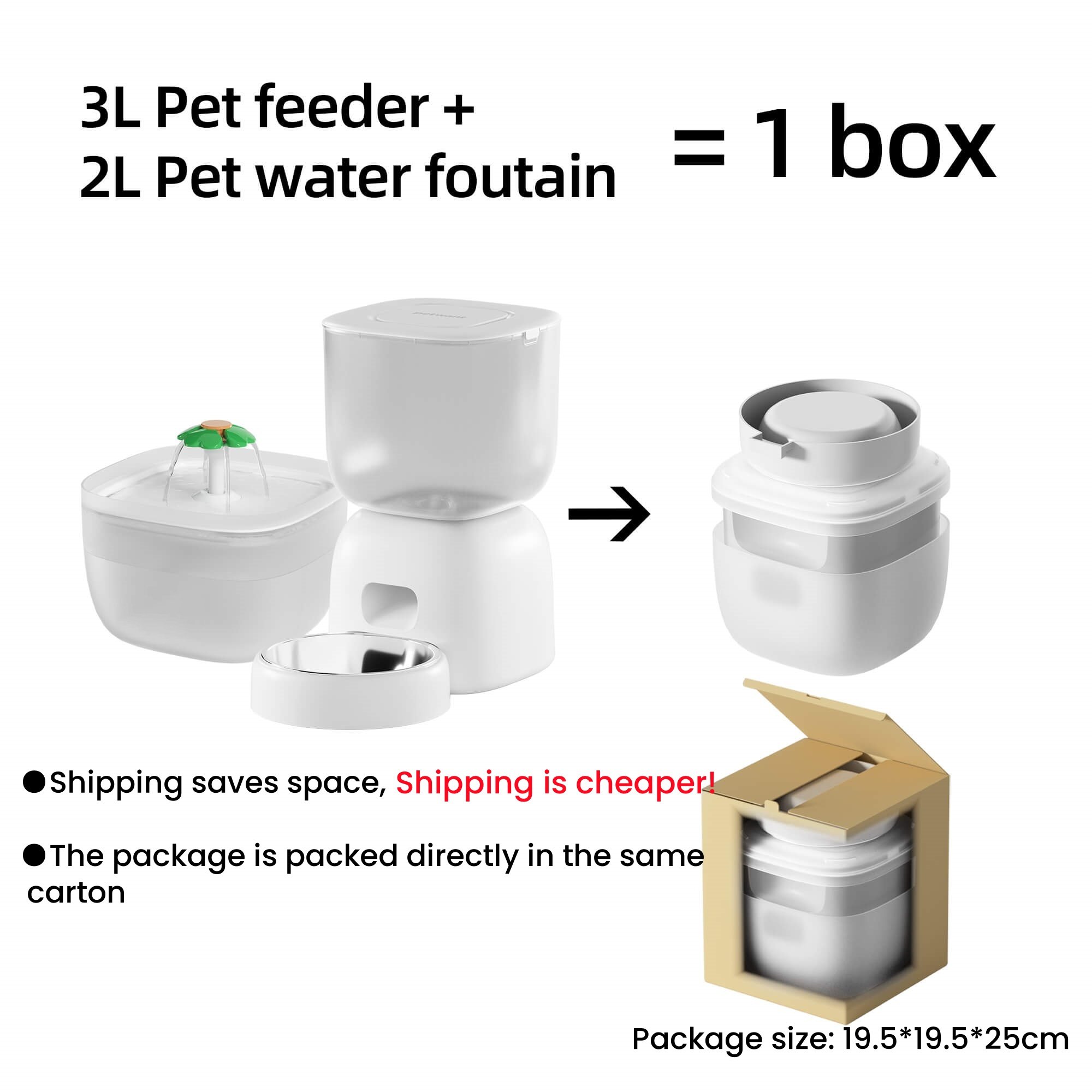Automatic Wifi 3L Pet Feeder and 2L Cat Water Fountain Pet Self Feeding Combo Set With Ultra-small Size Package Pet Product Set