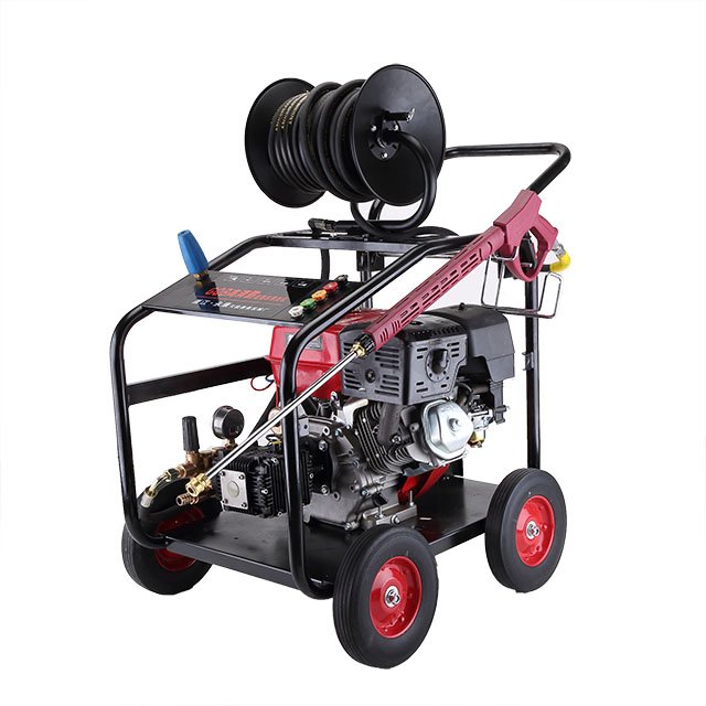 300 bar Gasoline Mobile Four-wheeled Pressure Cleaner with Hose Reel High Pressure Washer