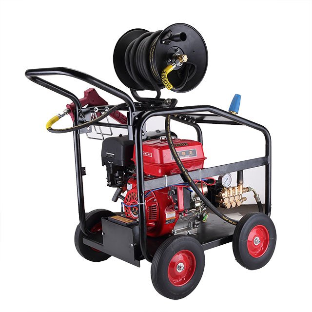 300 bar Gasoline Mobile Four-wheeled Pressure Cleaner with Hose Reel High Pressure Washer